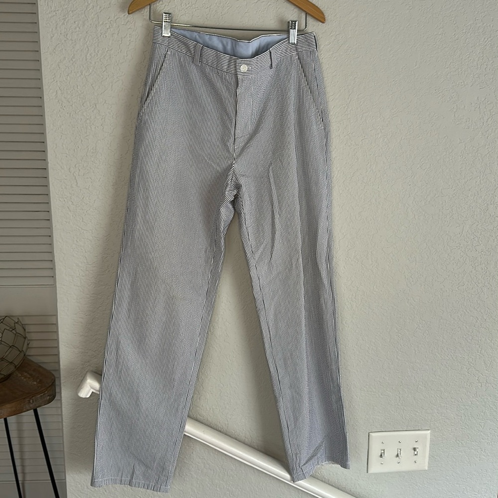 NEW Brooks Brothers 346 Blue Seersucker Mens Pants Summer Cotton Preppy Wedding